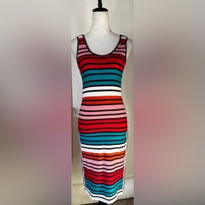 Nordstrom NWT Colorblock Stripe Midi Dress Feminine Vibrant Party Whimsical